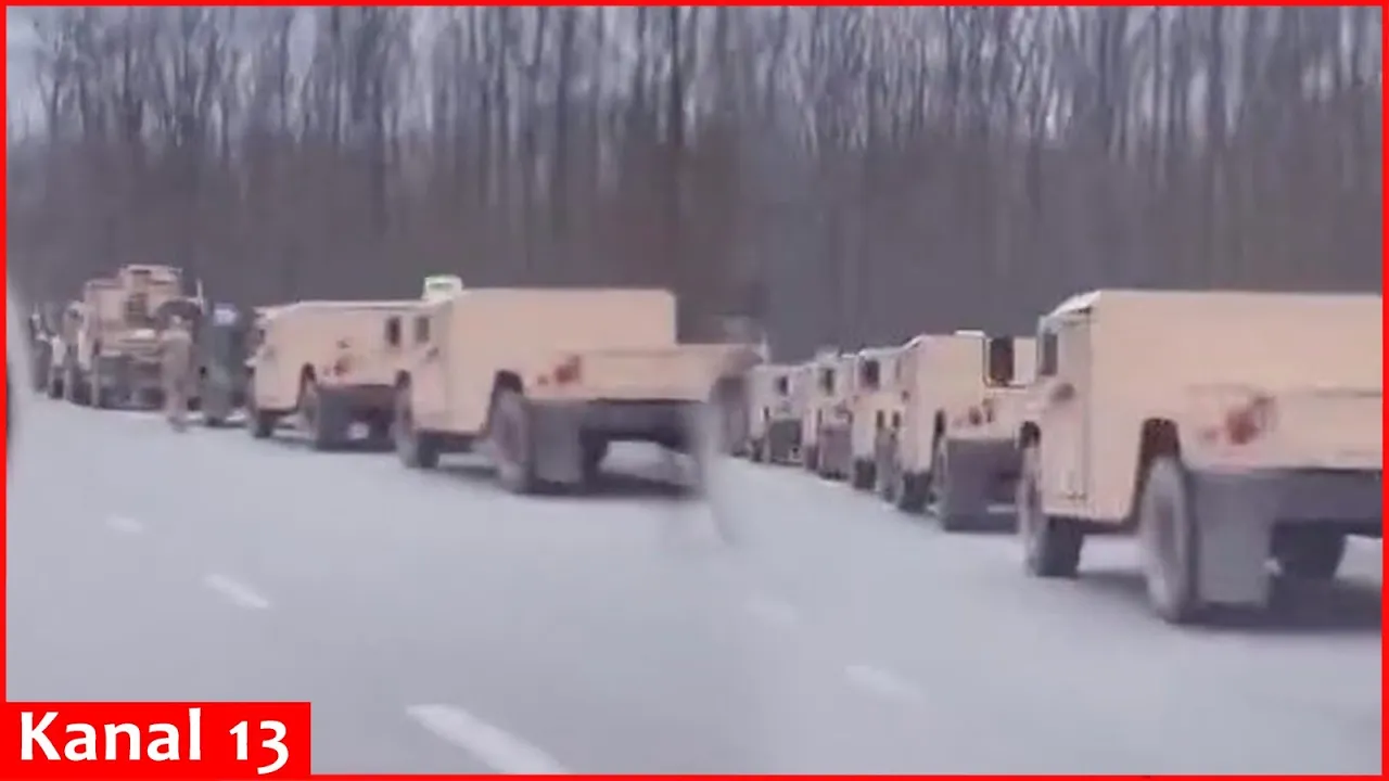 A large number of US armored vehicles are in Ukranian roads  -  Convoys are leaving for front