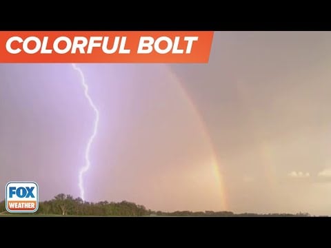 Watch: Lightning Strikes Next to Rainbow in Western Minnesota