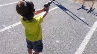 Stewie shooting his first pistol, Age 4.