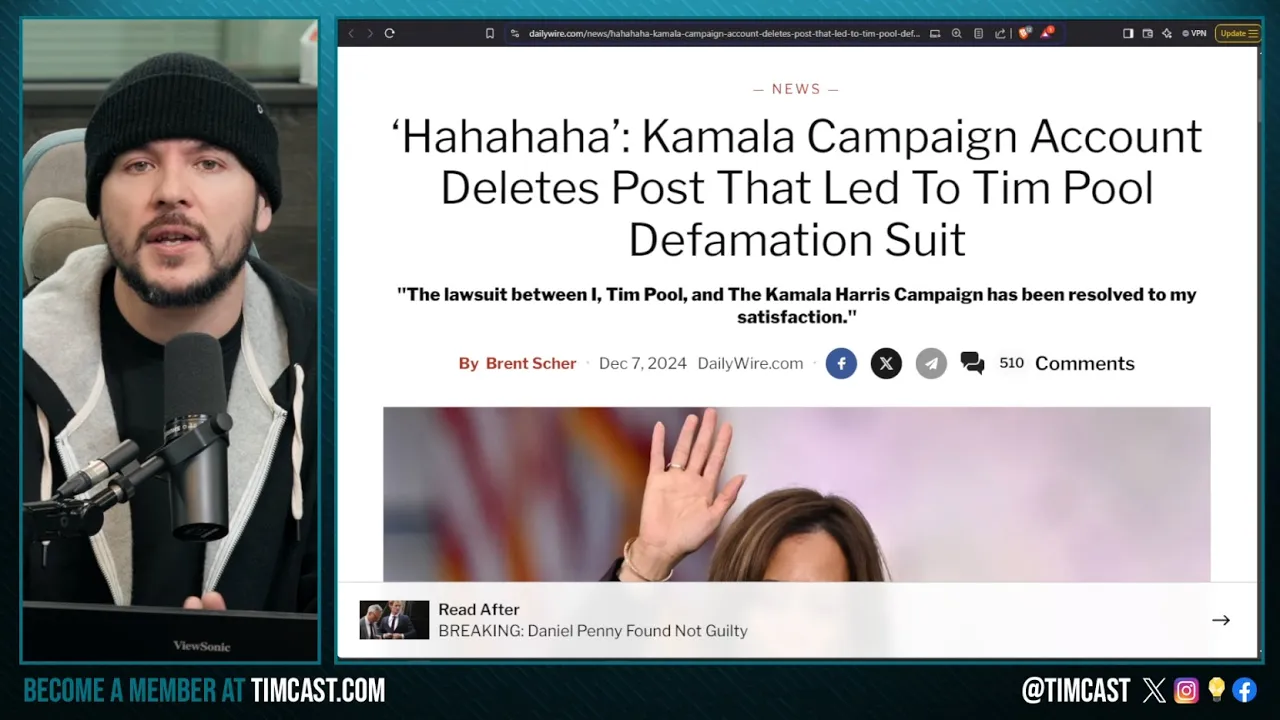 Tim Pool Kamala Harris Lawsuit IS OVER, Resolved To Tim Pool's Satisfaction, X Post DELETED