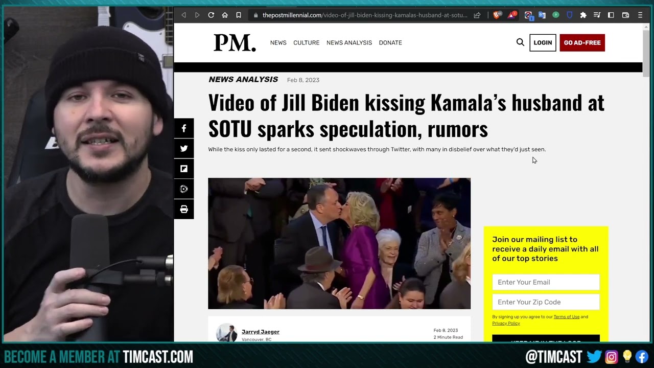 Biden Wife KISSES Kamala's Husband ON THE LIPS LIVE On TV At State Of the Union Sparking Controversy