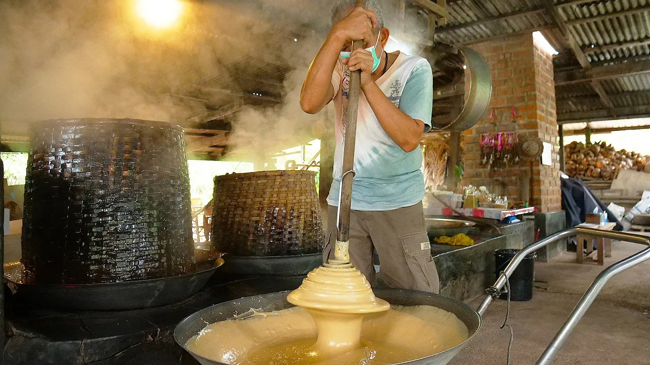 Amazing 150 Years of History Coconut Farm! Process Of Making Coconut Sugar - Thai Street Food