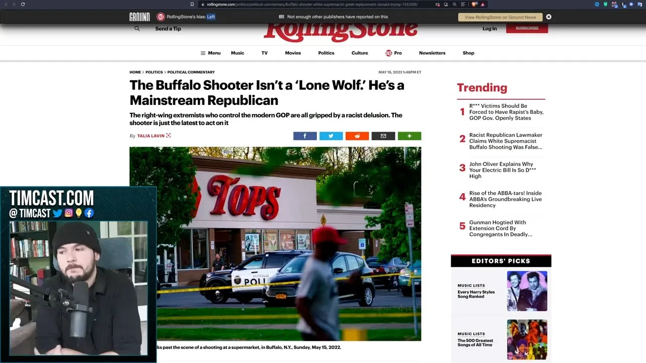 Media Lies About Buffalo, Says Man Was Republican But He Was Authoritarian Left, Civil War Is Rising