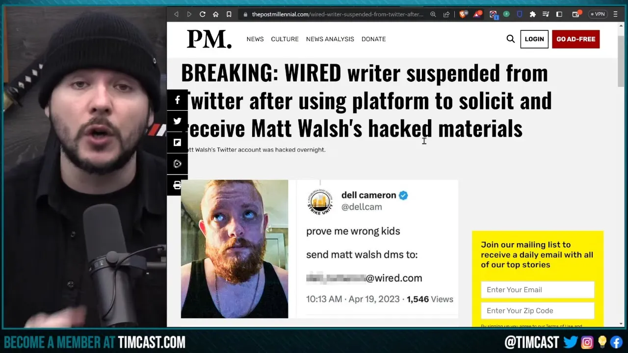 Daily Wire Posts Statement On ATTACK Against Matt Walsh & Michael Knowles, Banned Reporter IS HACKER