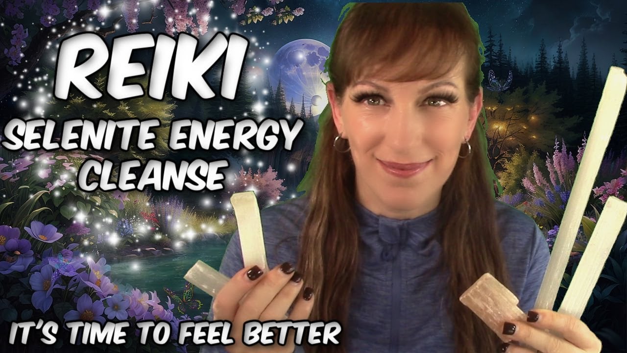 Reiki Selenite Cleanse✨Chakra Balance & Protective Symbols ✋💚🤚ASMR Water & Naure Sounds🌻