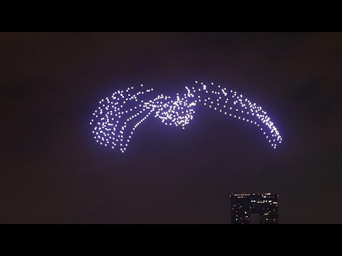 Swarms of drones illuminate the skies