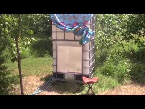 Off Grid Outdoor IBC Container Solar Shower - Heated and Pressurized