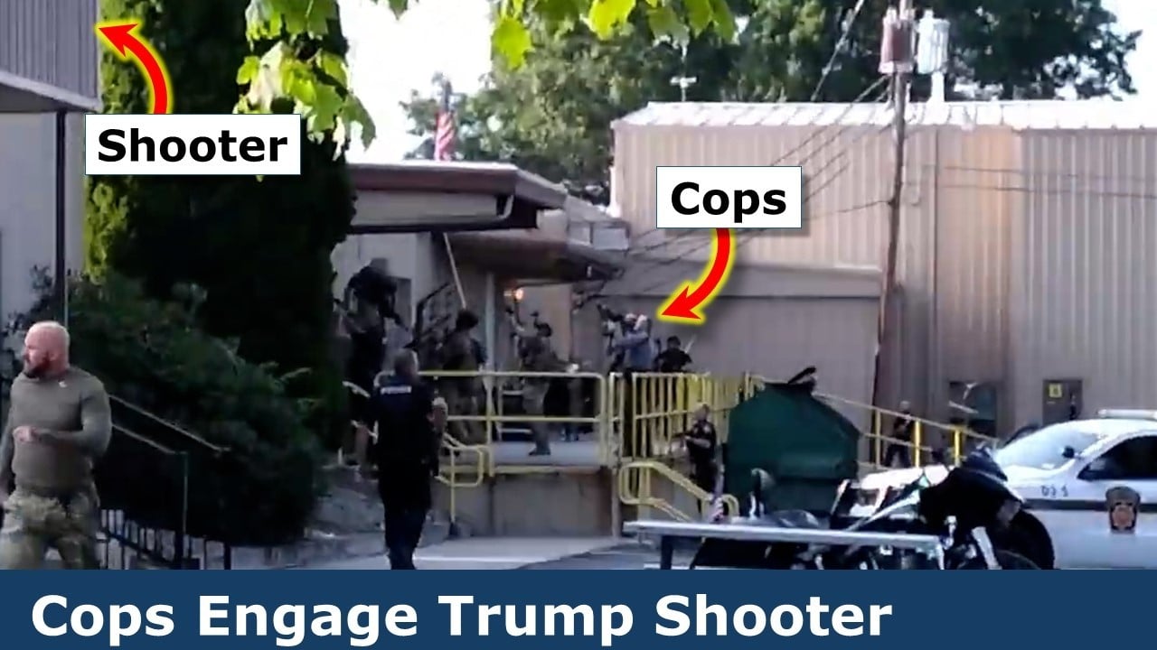 NEW Video Cops Engaging Trump Shooter, Spotted 90 MIN Prior