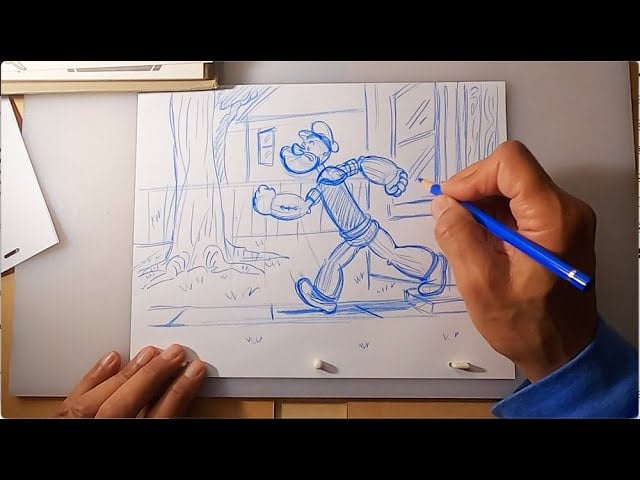 HOW TO DRAW POPEYE WALKING