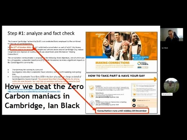 How we beat Zero Carbon mania in Cambridge, Ian Black how CRG won campaign against congestion charge