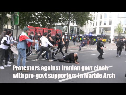 Pro-and Anti-Iranian government supporters in violent clashes at Marble Arch, London