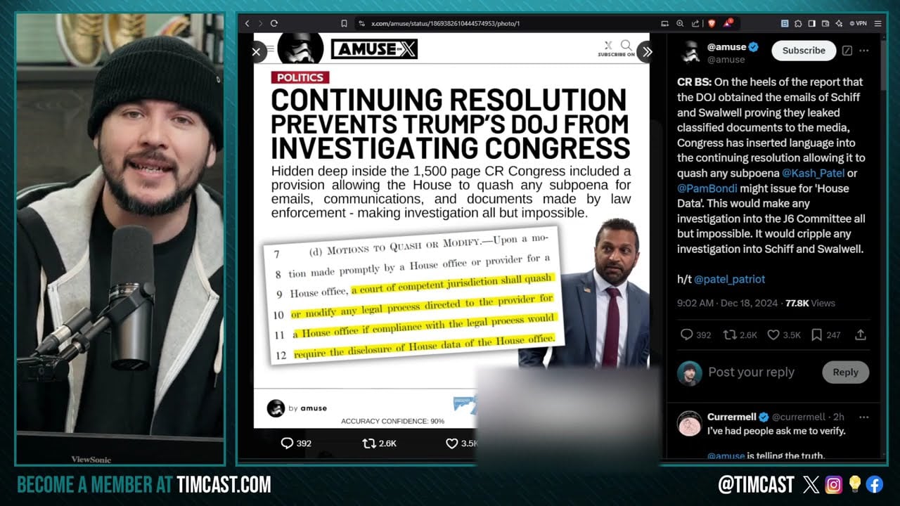 Democrats Try To BLOCK Kash Patel J6 Investigation With HIDDEN Protection In INSANE Funding Bill