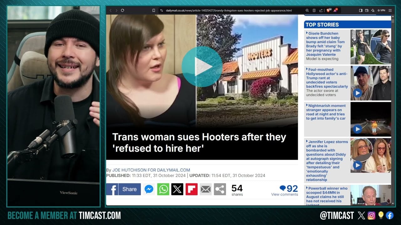 Trans Identifying Male SUES Hooters For Refusing To Hire, Trans Male Wants To Be Hooters Girl