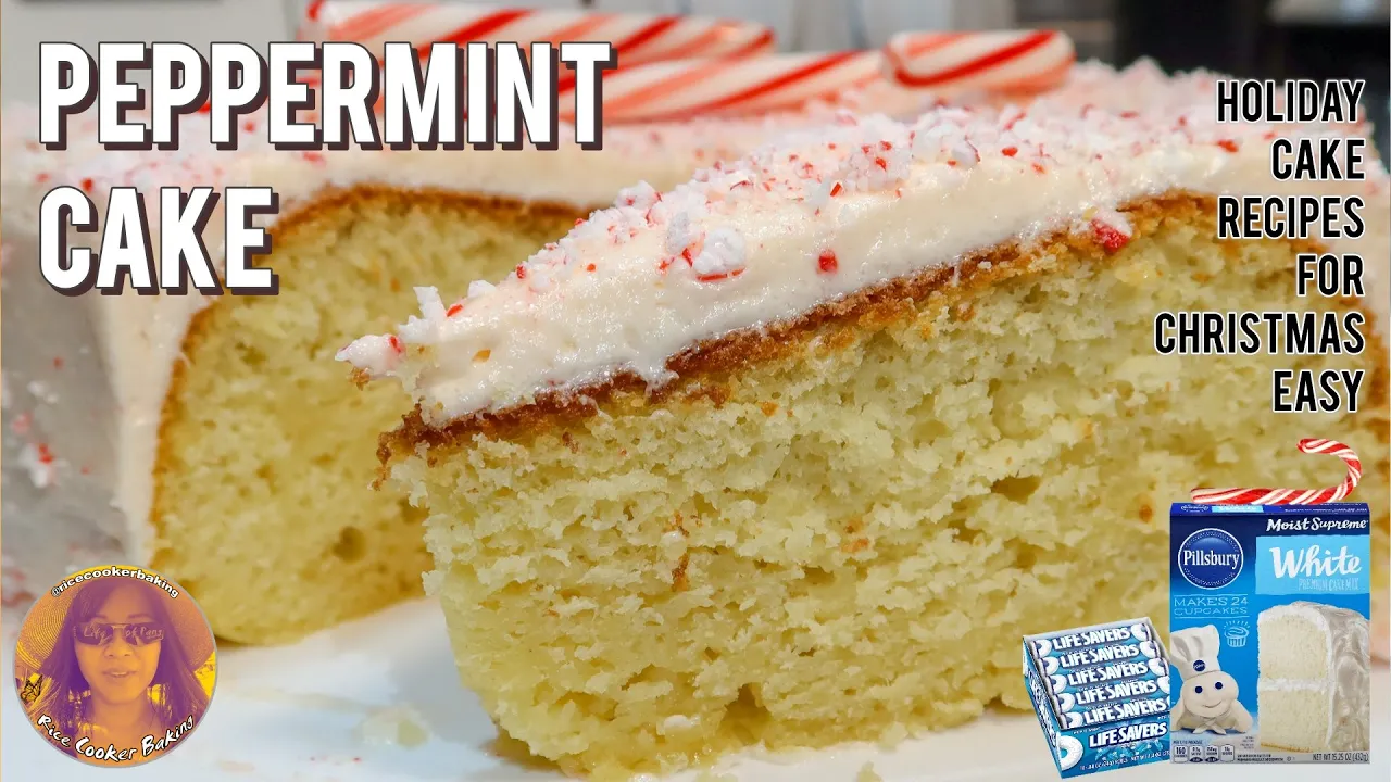 Holiday Cake Recipes For Christmas | Peppermint Cake w/ Box White Cake Mix | EASY RICE COOKER CAKES