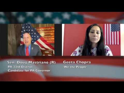 Senator Doug Mastriano, for governor speaks to Geeta Chopra on his platform to 'Save PA 2022!'