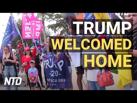 Crowd Lines Up to Welcome Trump Home