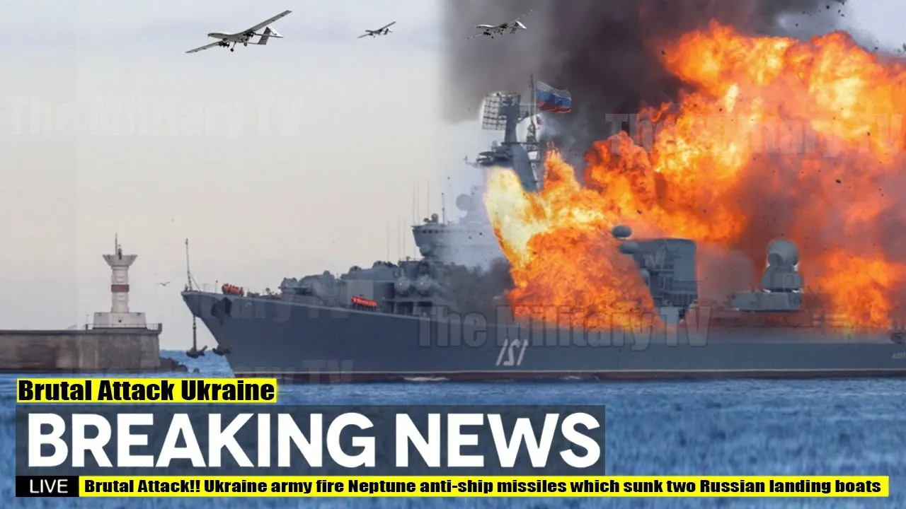 Brutal Attack!!! Ukraine army fire Neptune anti ship missiles which sunk two Russian landing boats
