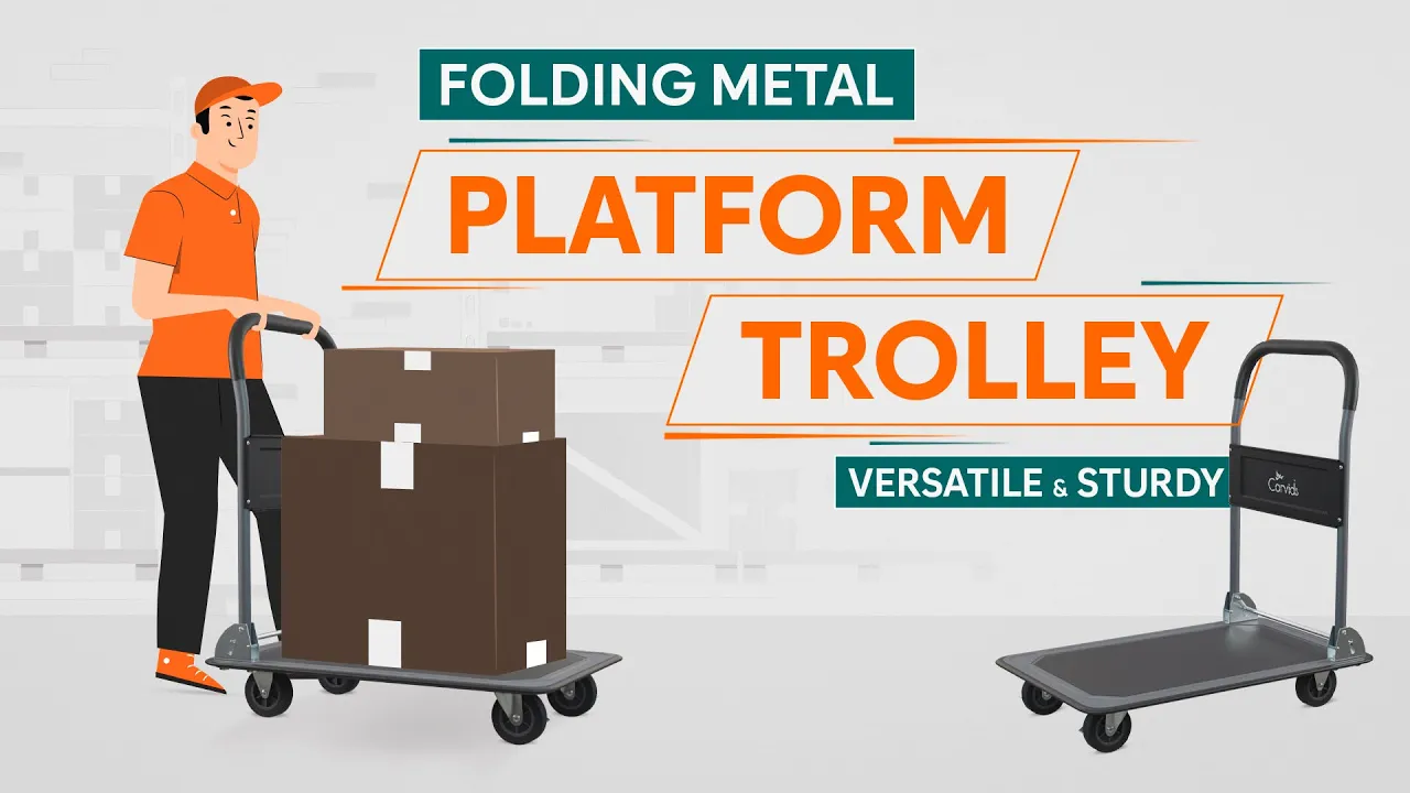 Corvids Foldable Metal Platform Trolley Demonstration | Material Handling Hand Truck For Warehouse