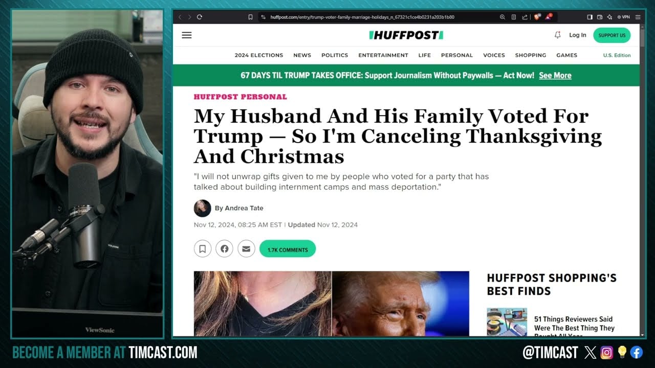 Woke HuffPost Writer ABANDONS Family Holidays Because They Voted Trump, Democrats ARE IN A CULT