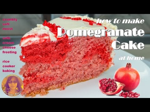 How To Make Pomegranate Cake At Home | With Cream Cheese Frosting | EASY RICE COOKER CAKE RECIPES