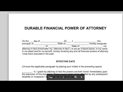 Durable Power of Attorney - finance