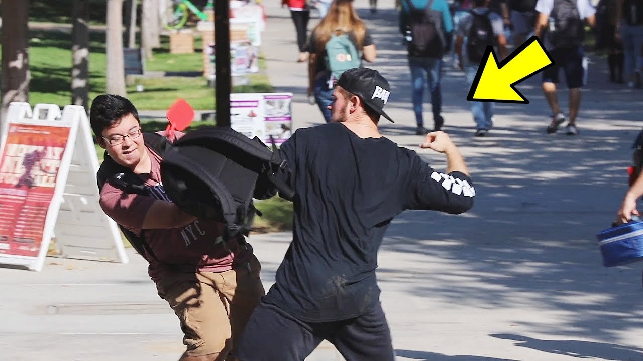 PUNCHING Scare Prank in College! Part 2