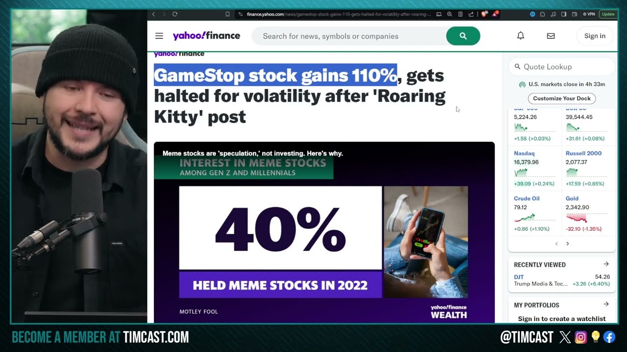 Gamestop Stock SOARS 110%, MEME STOCKS ARE BACK, Roaring Kitty RETURNS Sparking $1B LOSS For Shorts