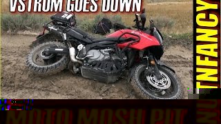 Moto Mosh Pit: VStrom Goes Down Hard