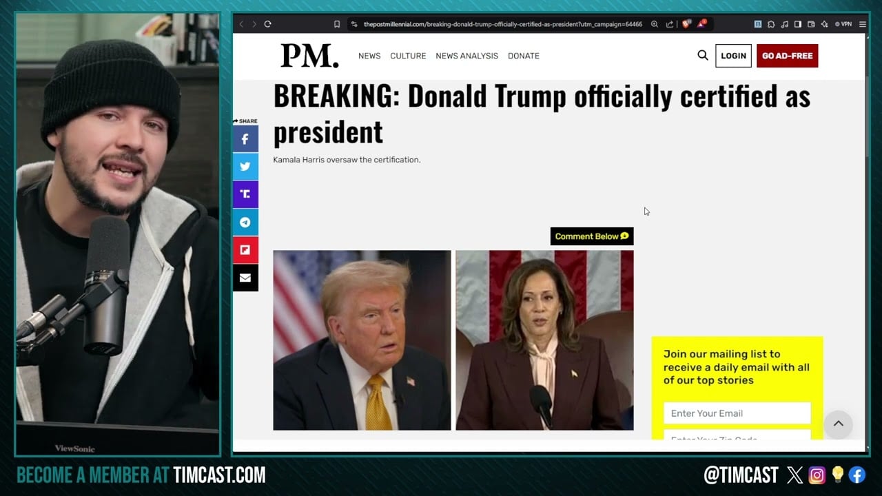 Trump Formally CERTIFIED, Kamala Harris FIRST WOMAN To Certify Her Own LOSS In Presidential Race
