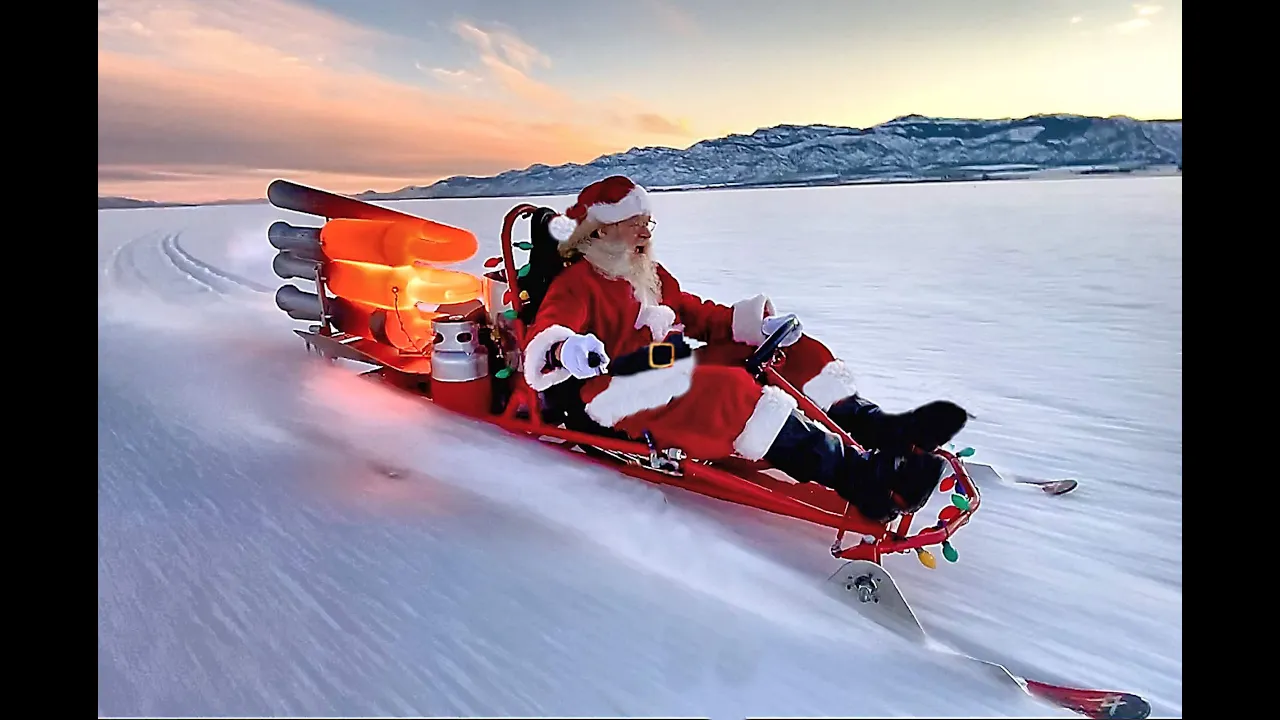 Santa Clause and his rocket sleigh!