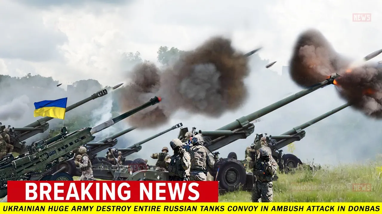 Total Siege: Ukrainian huge army destroy entire Russian tanks convoy in ambush attack in Donbas