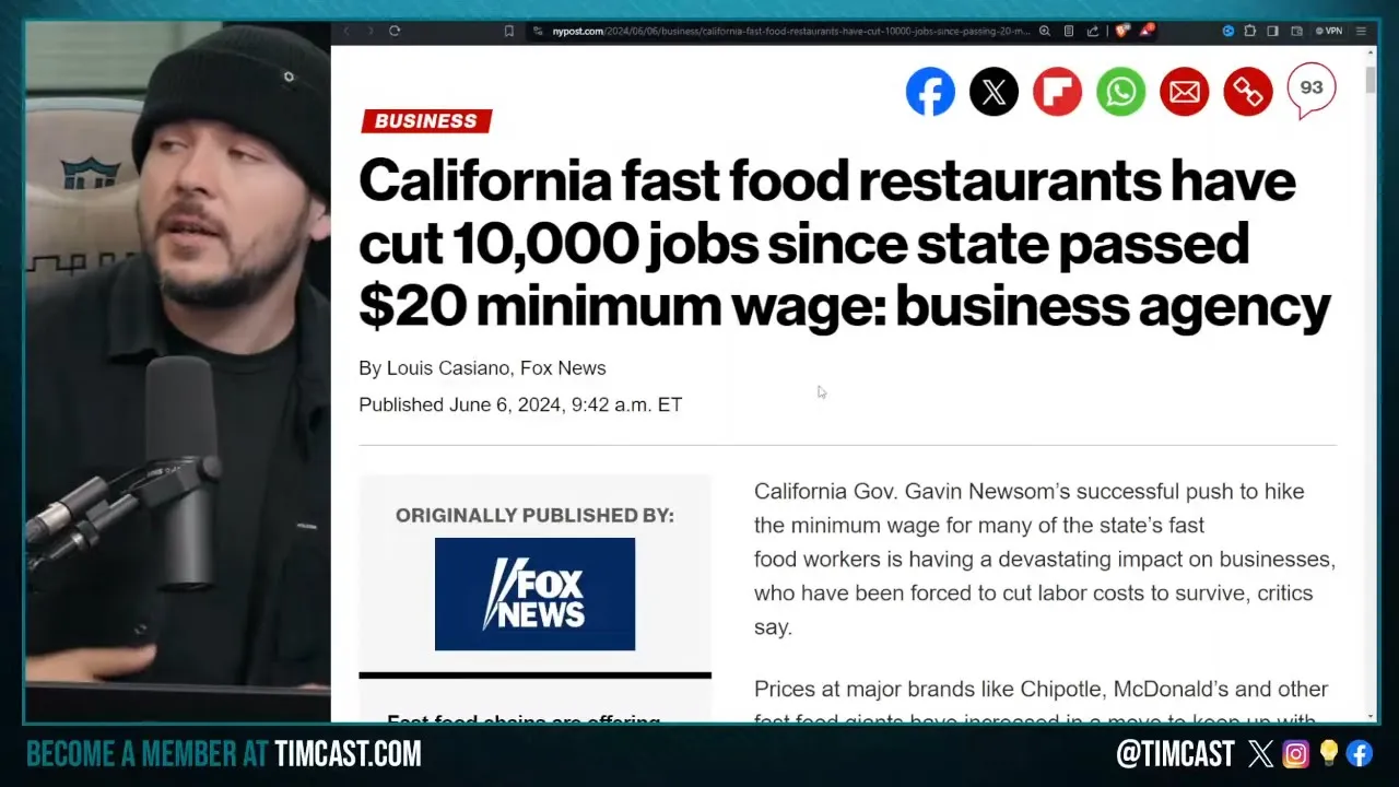 Over 10,000 Jobs Cut After Democrats RAISING Minimum Wage BACKFIRES, Prices Skyrocketing In CA