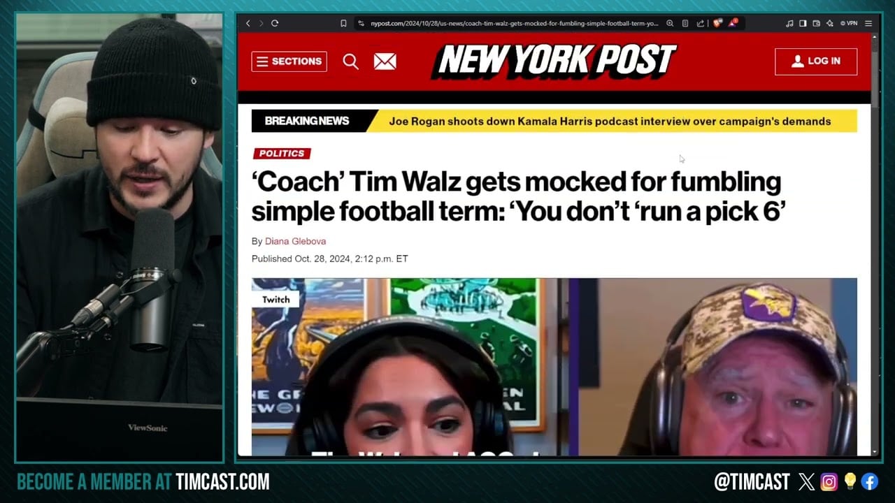 Tim Walz ROASTED For Saying FLUBBING Football Term, Gets Accused Of NOT BEING COACH Over Pick 6 Post