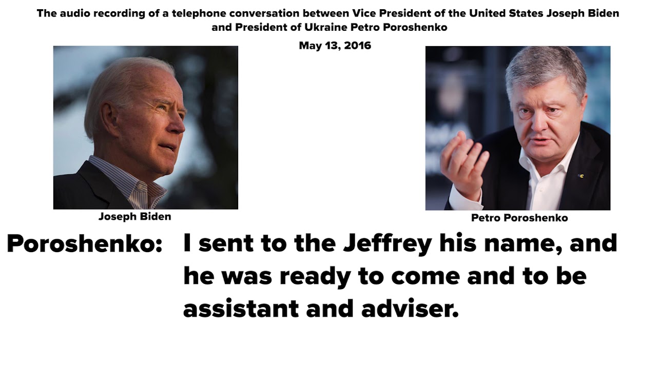 An audio recording of a conversation between Joe Biden and Petro Poroshenko on May 13, 2016