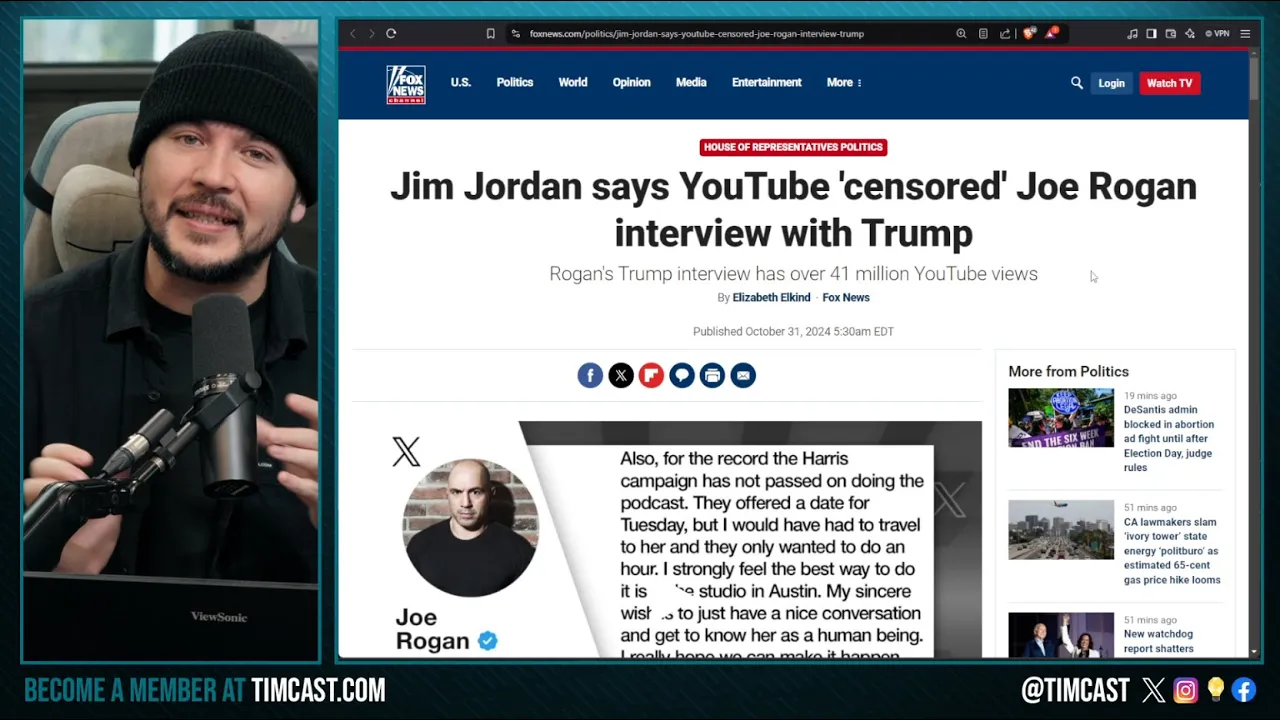 GOP DEMANDS Briefing From Youtube As To Why They Censored Joe Rogan And Donald Trump Interview