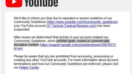 YouTube deleted our channel