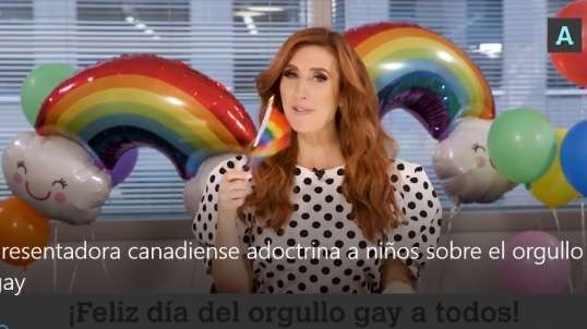 Presentadora canadiense adoctrina a niños sobre el orgullo gay.