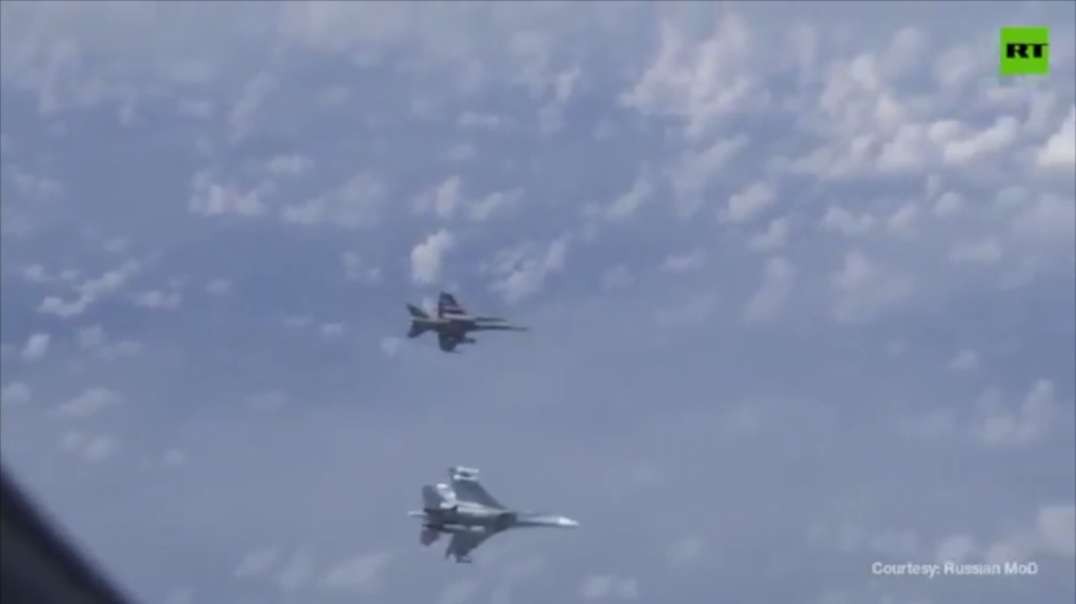 Mid-Air Dog Fight Avoided, NATO F-18  as  Su-27 Protects Their FM’s Jet