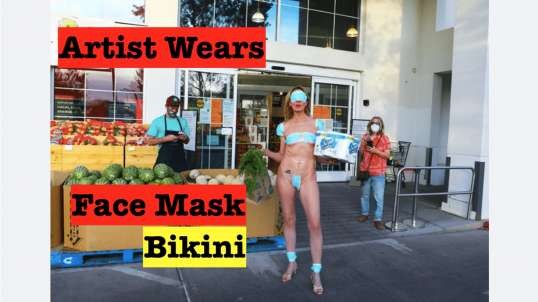 Artist Wears Face Mask Bikini, In Protest