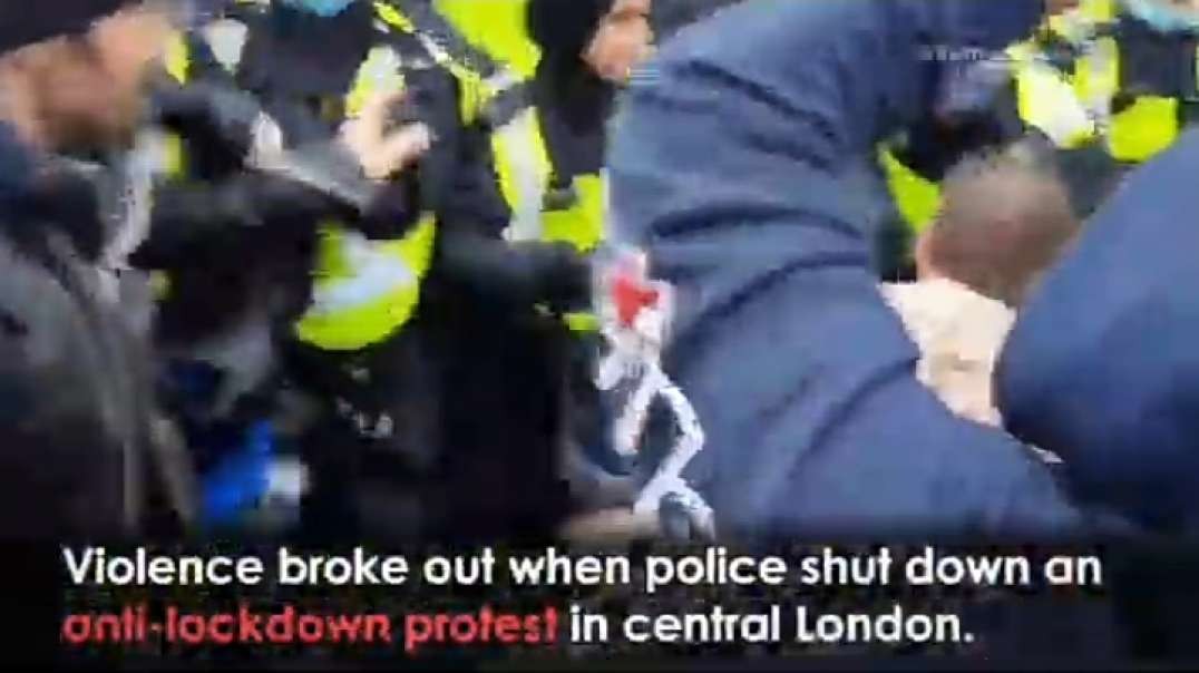 Police Officers Injured Clearing Anti-Lockdown Protesters From Trafalgar Square.mp4
