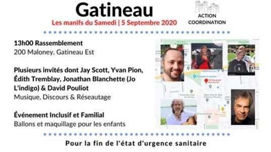 Manifestation pour la fin de l'état d'urgence sanitaire - 5 sept  2020 Gatineau - Jay Scott -  Monsieur le premier ministre