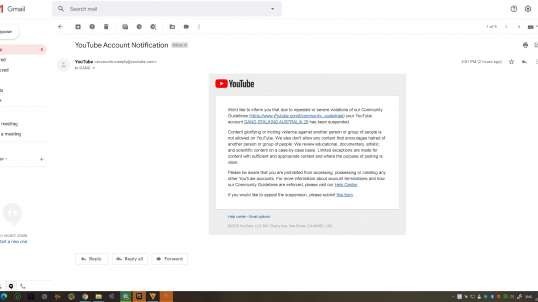 within 2 days of creating my new backup channel terminated