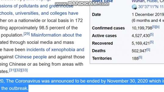 I figured out on Wikipedia when the coronavirus is going to end - OOPS! - DISOWNED