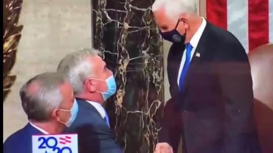Pence gets a Masonic Handshake & Gift after Certifying Election