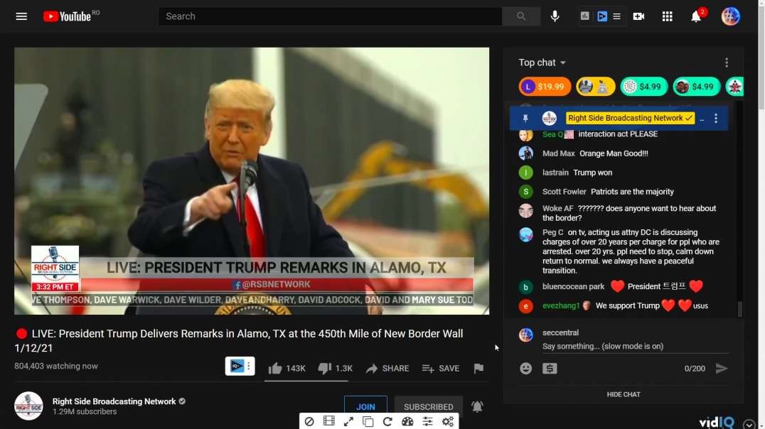 Trump Delivers Remarks in Alamo, TX at the 450th Mile of New Border Wall 1-12-2021 - with live chat