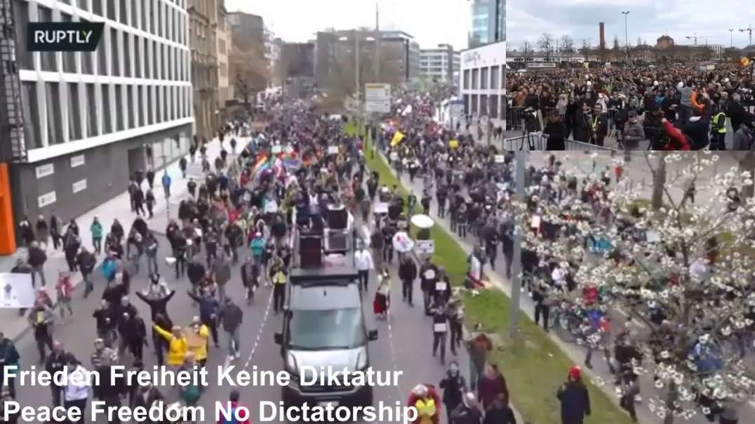 15min Clip From The Huge Massive +40min Germany Stuttgart April 3rd Peace Freedom Anti-Tyranny Rally