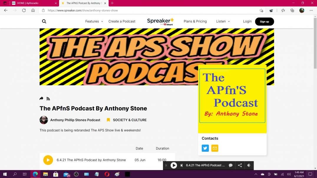6.7.2021 The APfnS Podcast by Anthony Stone