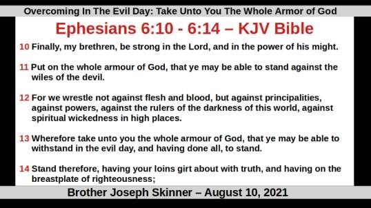 Overcoming In The Evil Day Take Unto You The Whole Armor of God