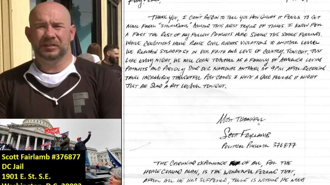 Our first letter from January 6th, 2021 Political Prisoner Scott Fairlamb