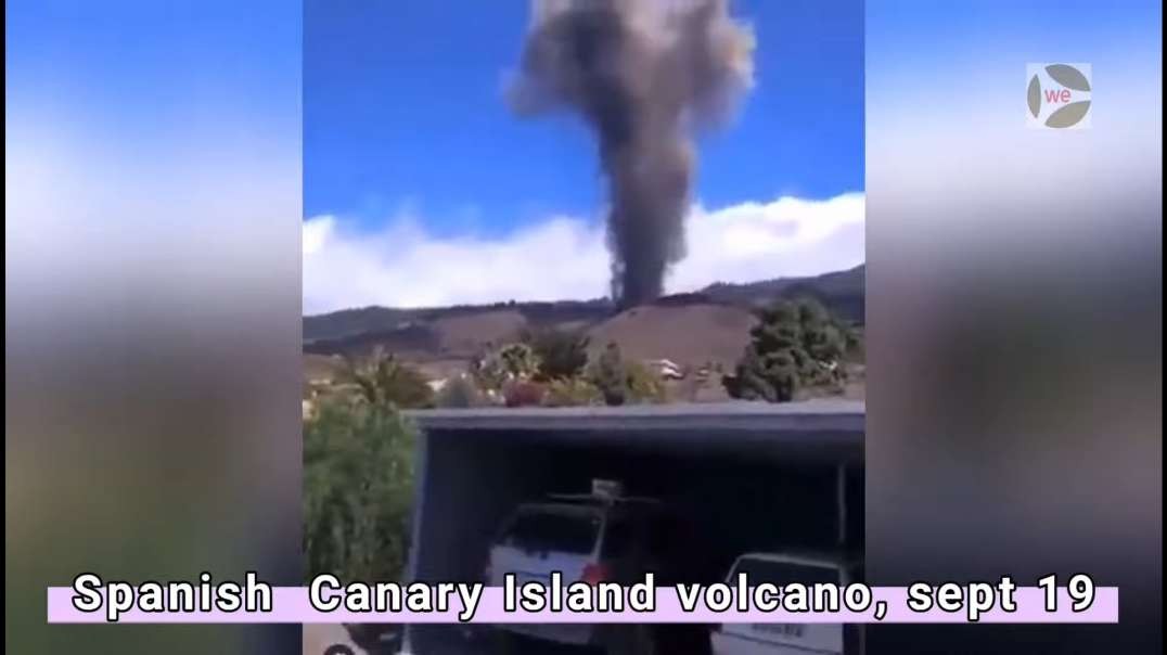 Lava shoots up from volcano on La Palma in Spain's Canary Island, sept 19,2021.mp4